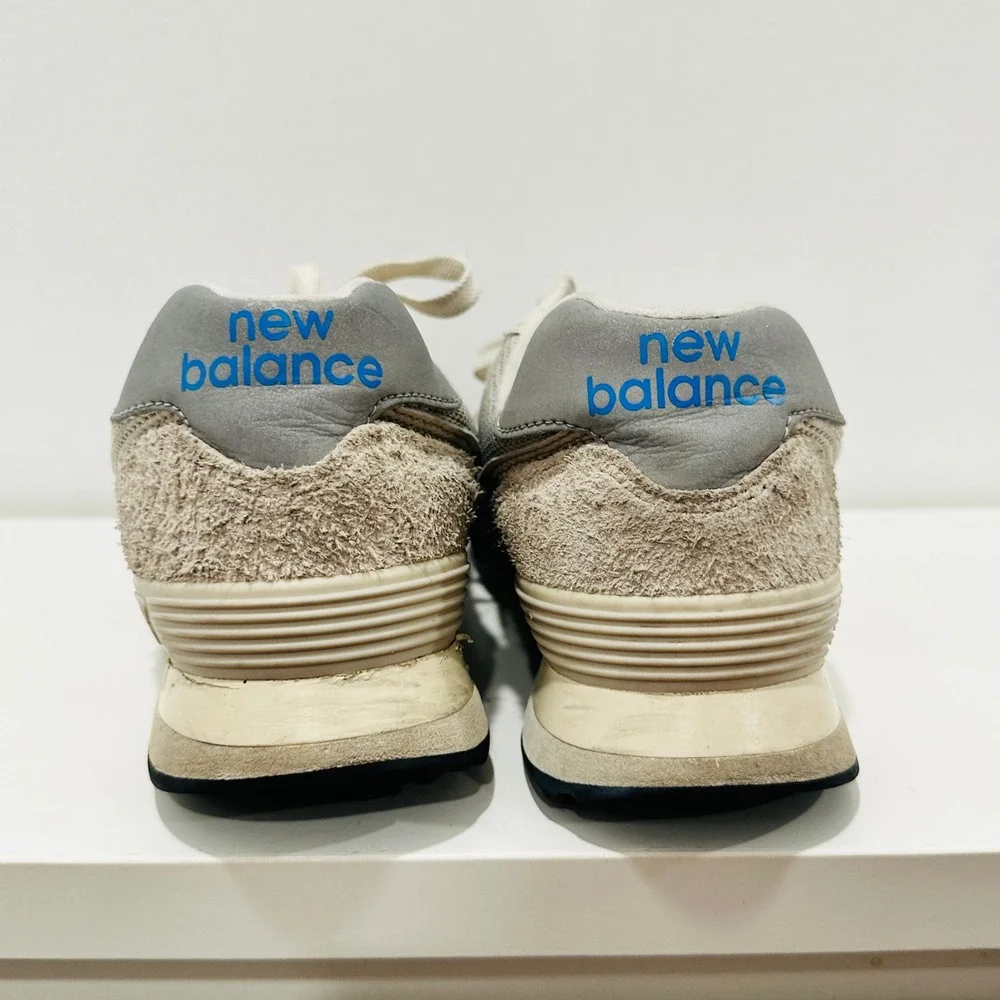 New Balance 574 Mens 8 Beige Hairy Suede Mesh Low Top Sneakers U574RZ2 - Picture 10 of 13